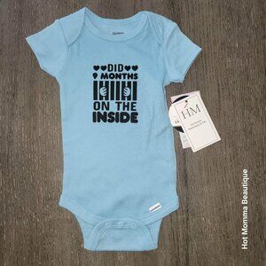 Blue Infant Did 9 Months On The Inside Graphic Onsie 3-6M